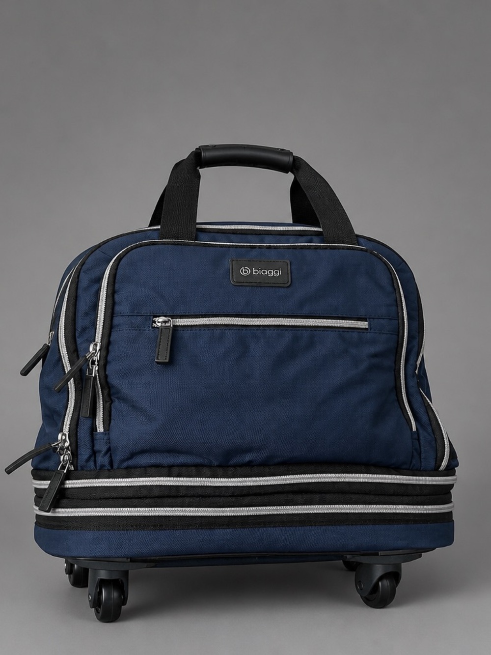 Biaggi Navy Rolling Travel Duffel with Front Zip Pocket